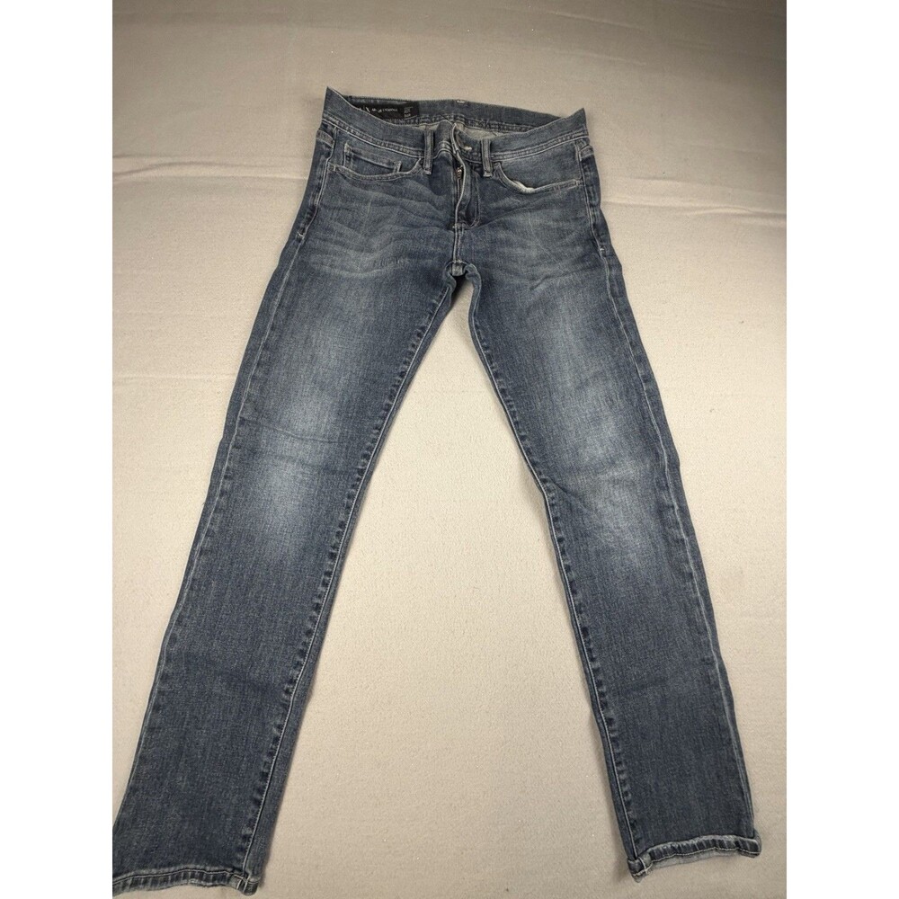Armani Exchange Men's Straight Blue Medium Wash Denim Jeans Zip Button Logo